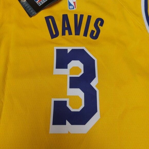 Nike Los Angeles Lakers Swingman Jersey Boys XL 18/20 Anthony Davis #3 Gold - Picture 7 of 8